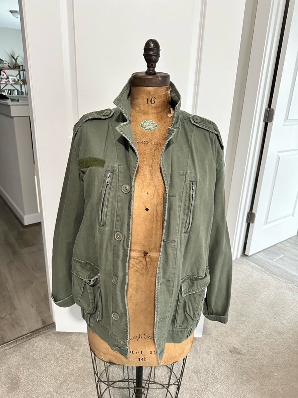 BDG Army Green Military Field Jacket with Epaulets